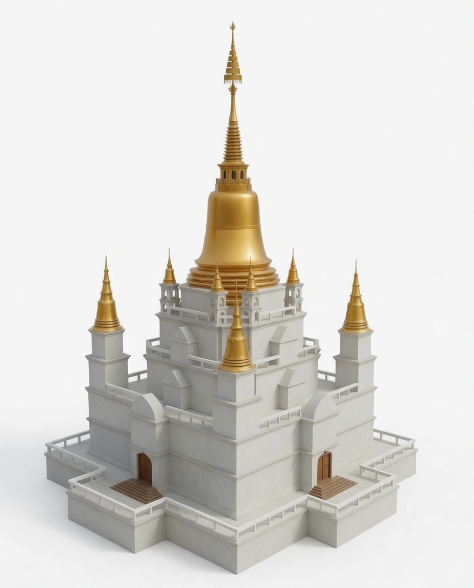 Golden Stupa Temple Model free 3D printable STL