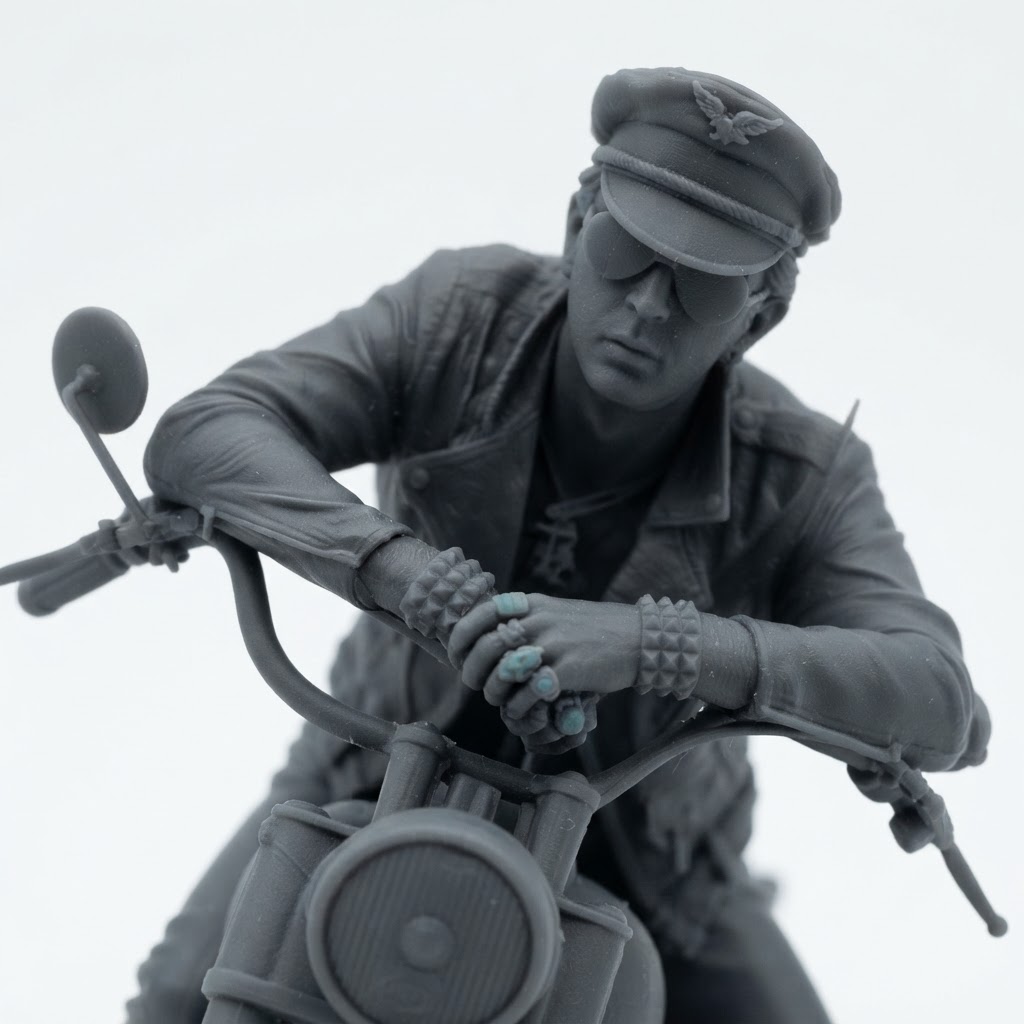 Biker Figurine on Motorcycle free 3D printable STL