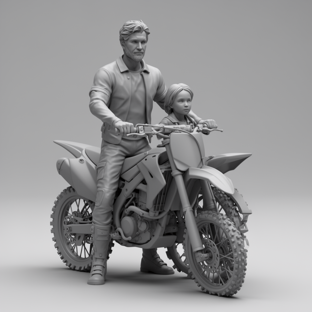 Kawasaki Motocross Duo Figurine free 3D printable STL