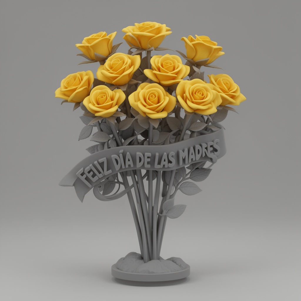 Yellow Roses Banner Sculpture free 3D printable STL