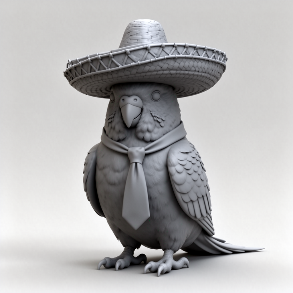 Parakeet with Mexican Hat Figurine free 3D printable STL