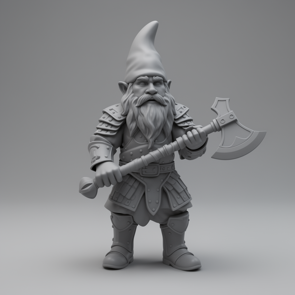 Gnome Fighter Miniature free 3D printable STL