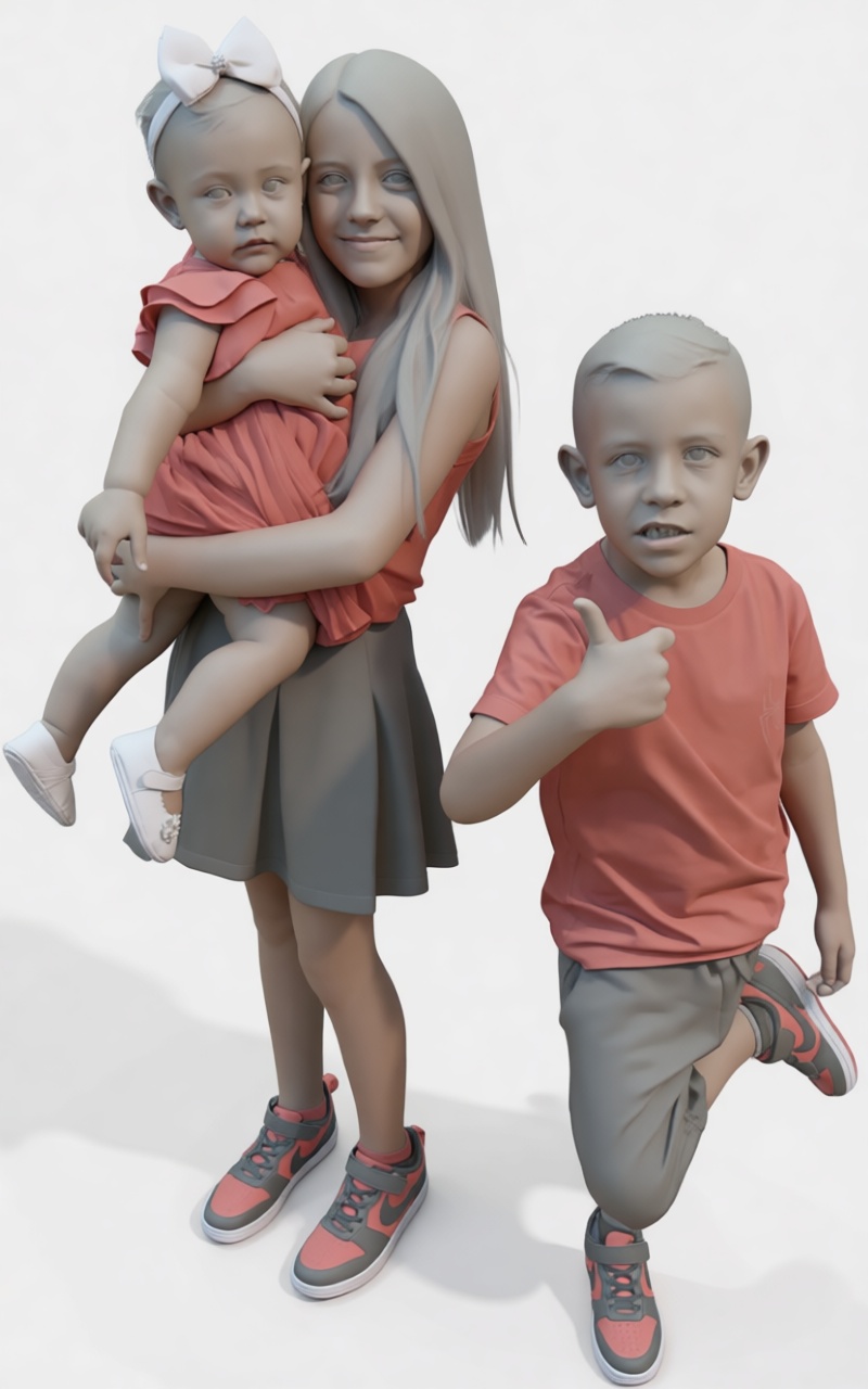 Children Group Figurine free 3D printable STL