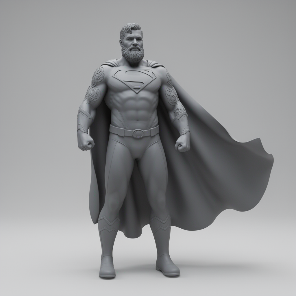 Bearded Latino Superhero Figurine free 3D printable STL