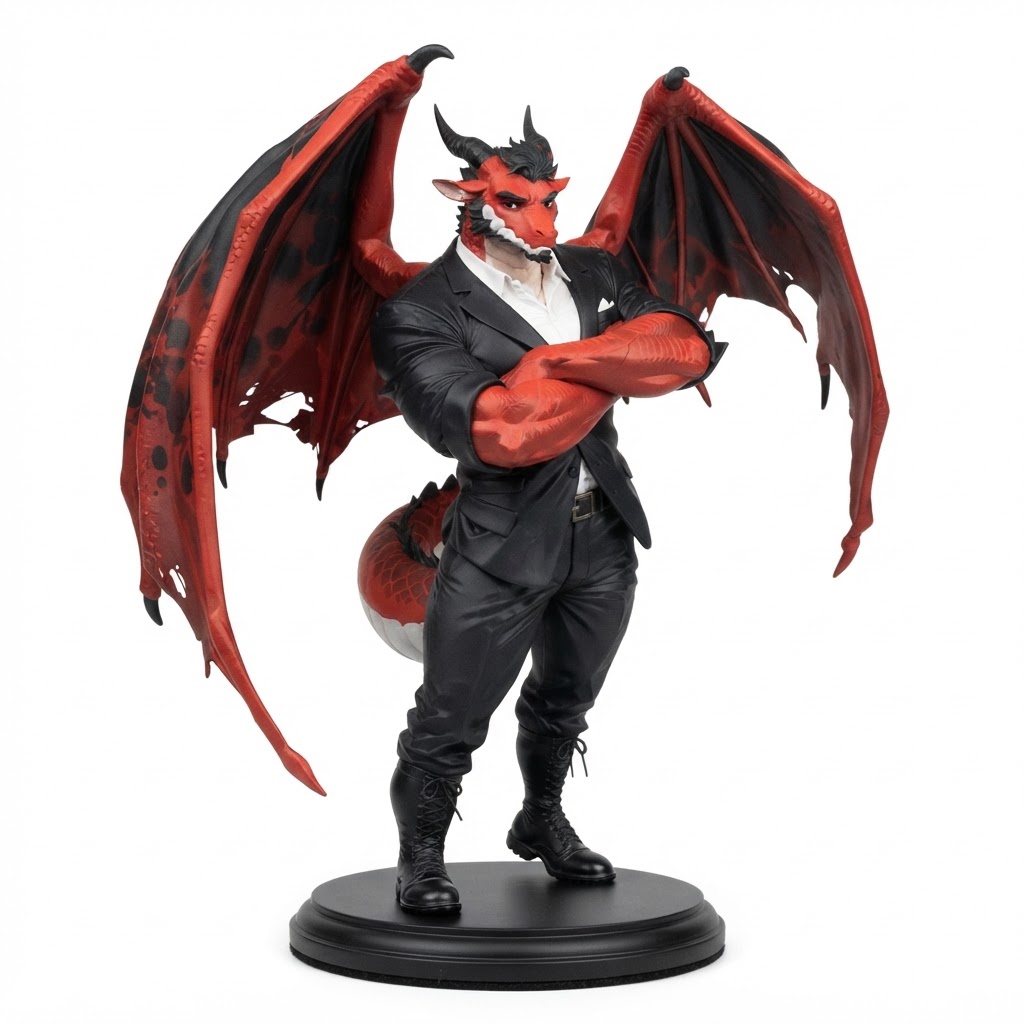 Red Anthro Dragon Figurine free 3D printable STL