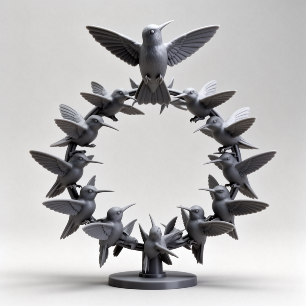 Hummingbird Flying Circle Sculpture free 3D printable STL
