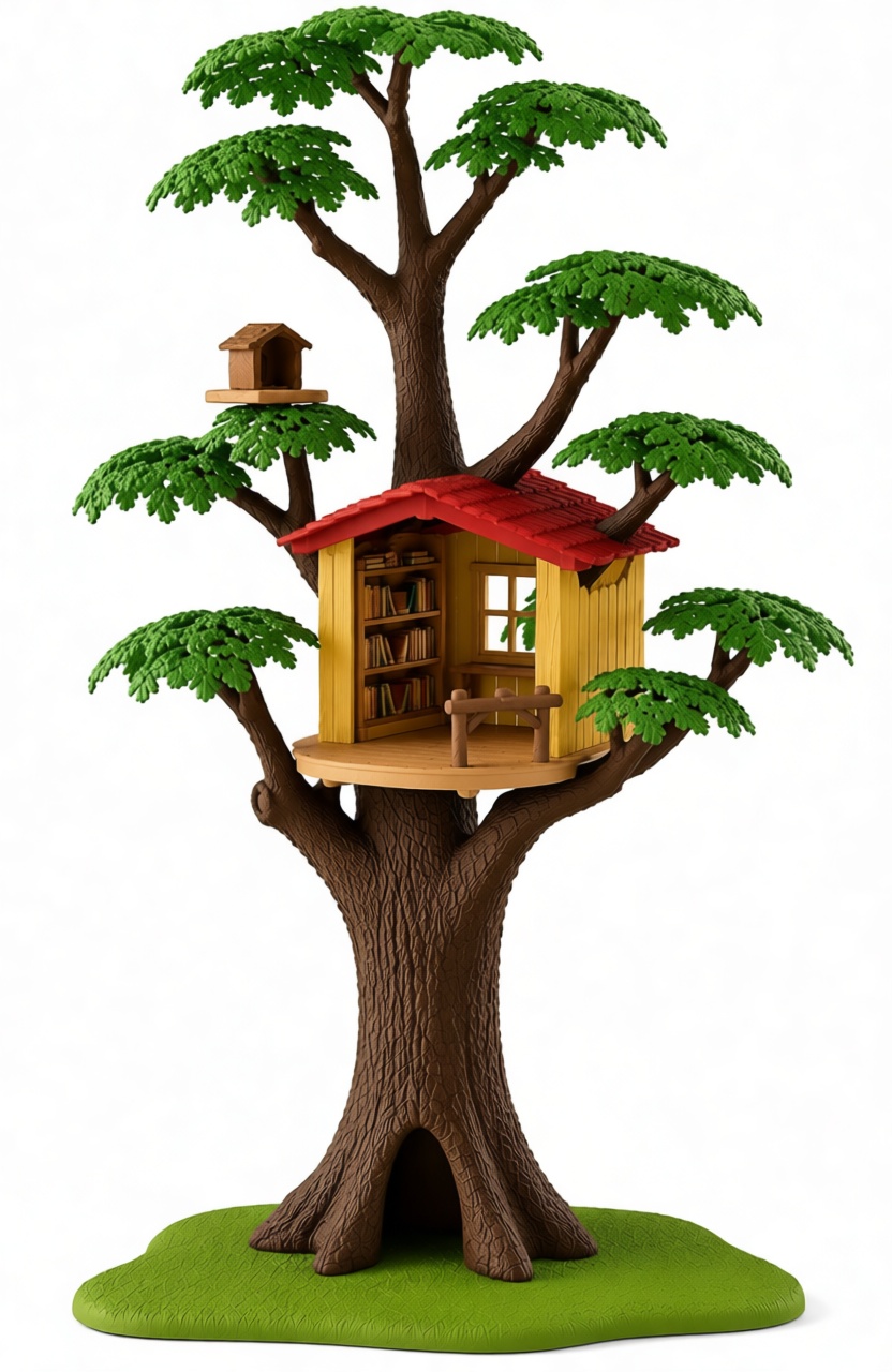 Treehouse with Bookshelf Model free 3D printable STL