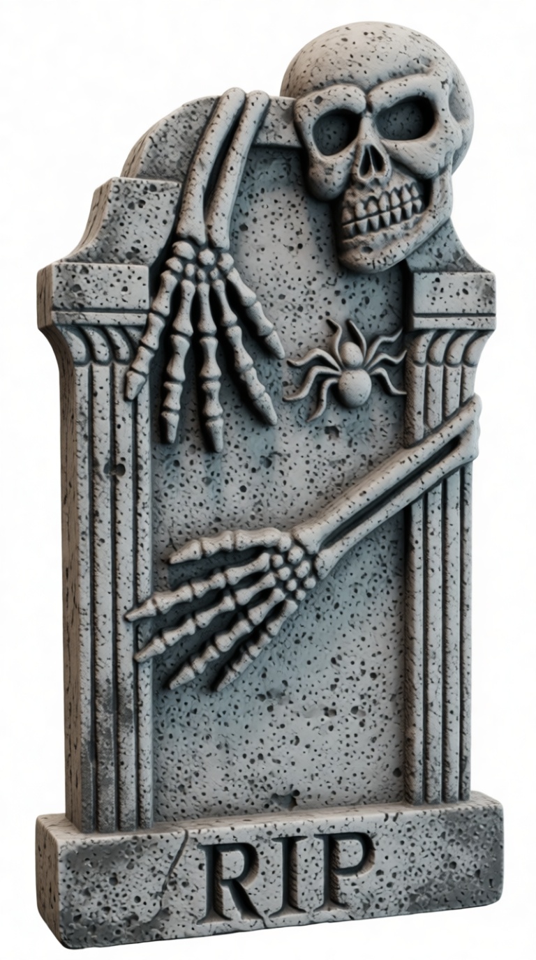 Skeleton Tombstone Sculpture free 3D printable STL