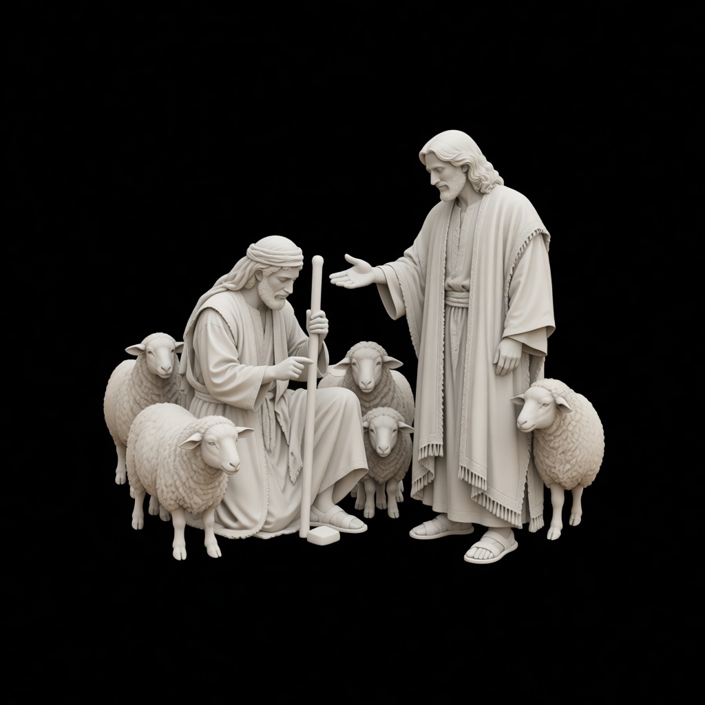 Jesus and Shepherd Figurine free 3D printable STL