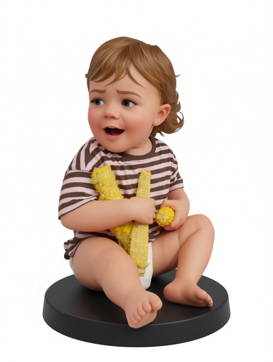 Toddler Eating Corn Figurine free 3D printable STL