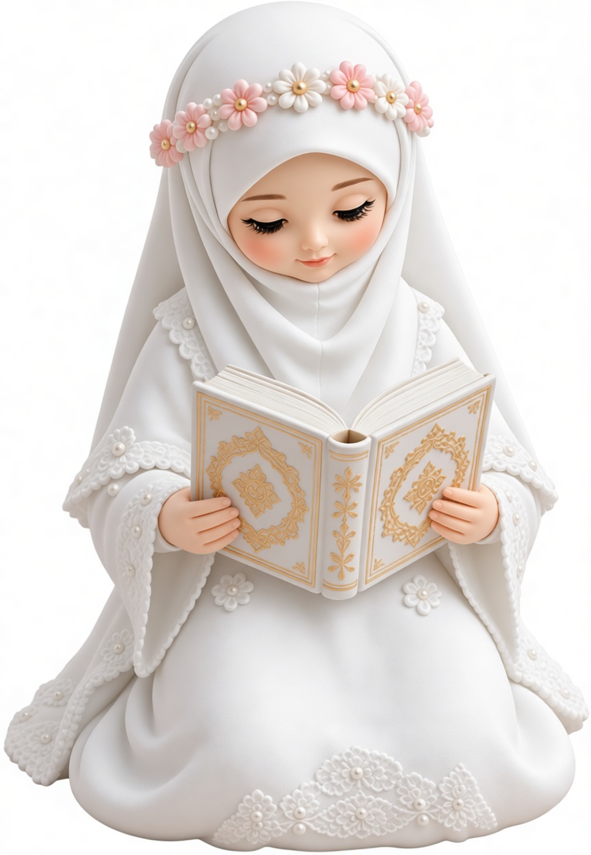 Muslim Girl Reading Figurine free 3D printable STL