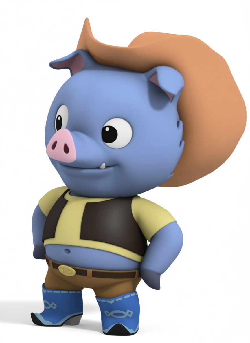 Blue Pig Cowboy Figurine free 3D printable STL