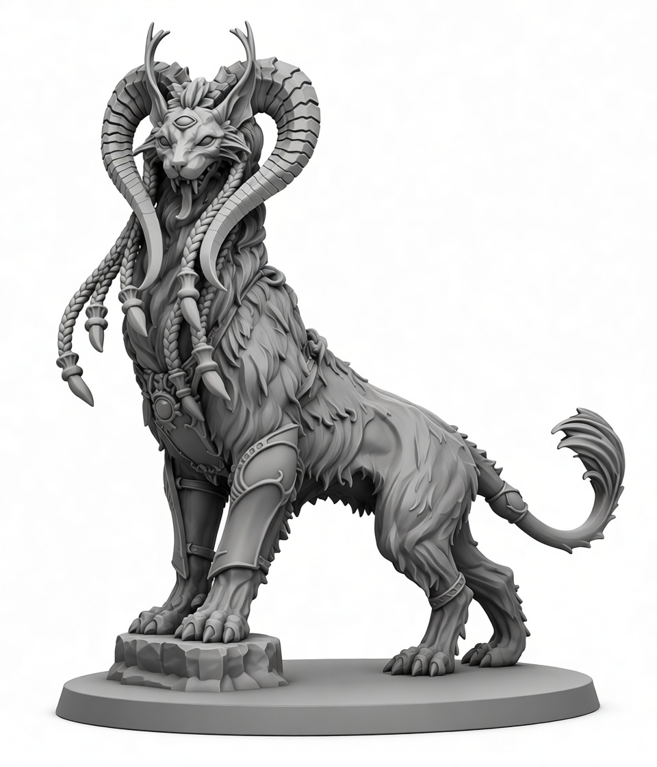 Chimera Fantasy Figurine free 3D printable STL