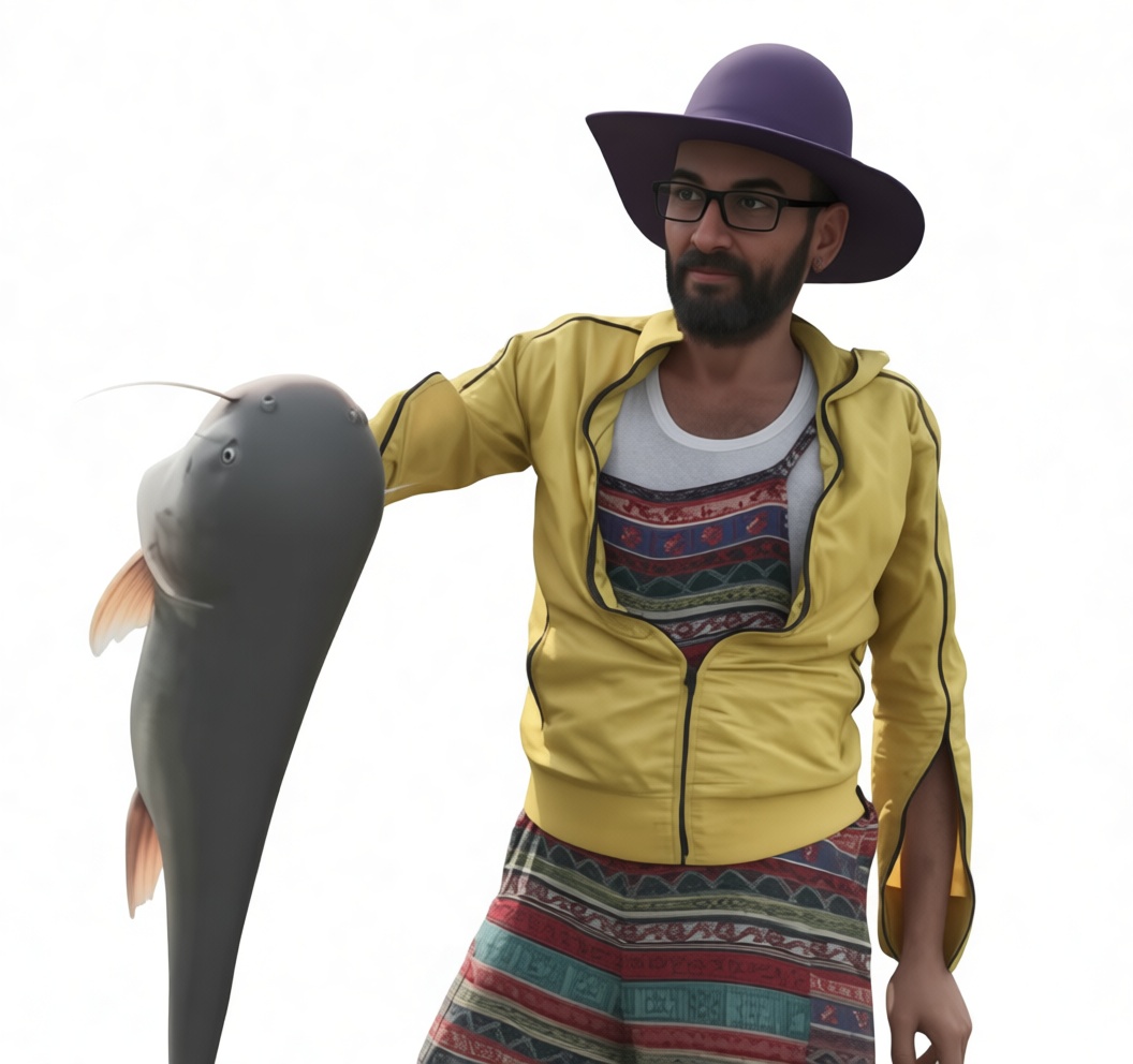 Catfish Fisherman Figurine free 3D printable STL