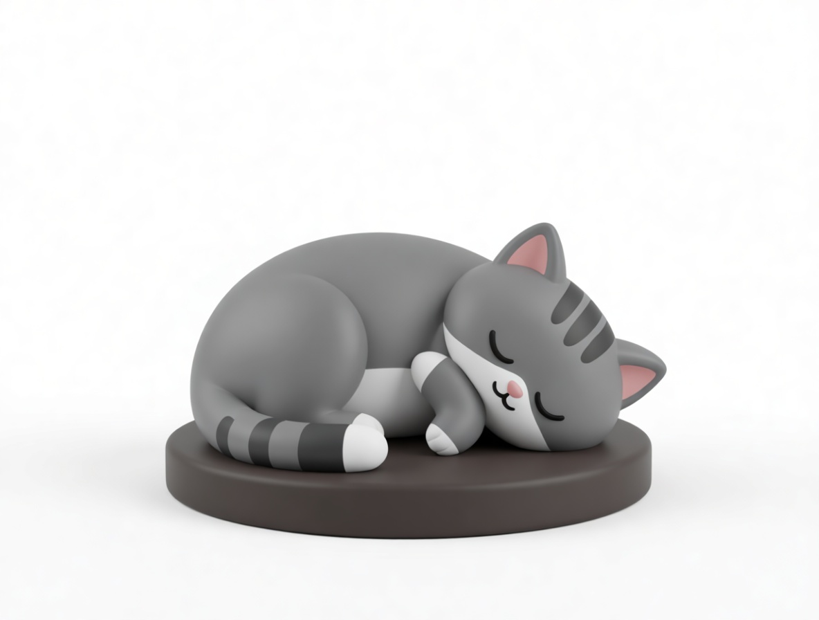 Sleeping Tabby Cat Figurine free 3D printable STL