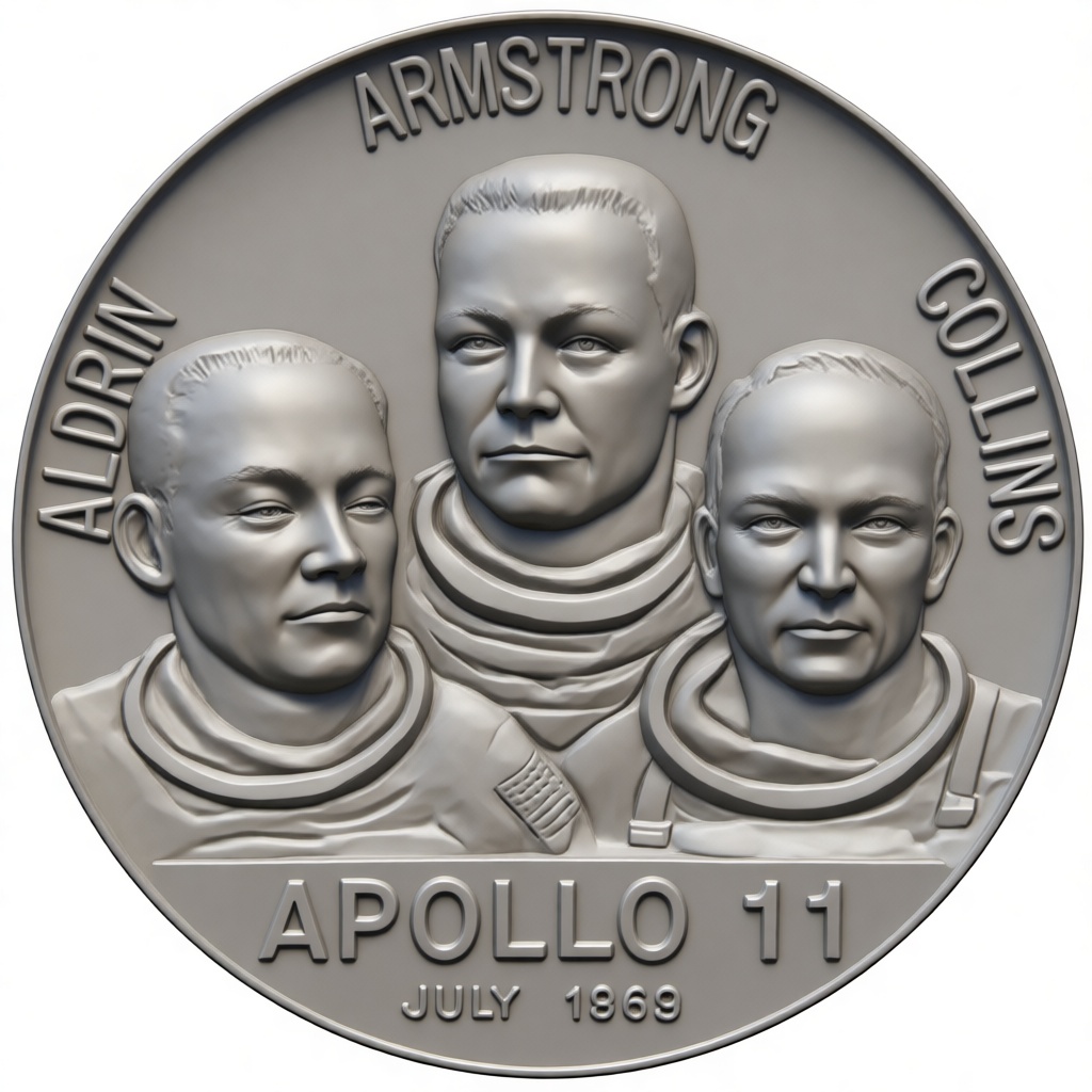 Apollo 11 Commemorative Medal free 3D printable STL