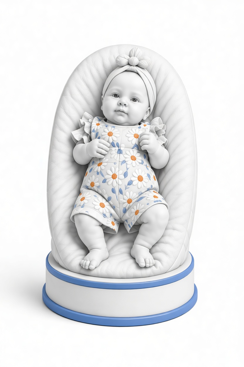 Baby in Floral Romper Figurine free 3D printable STL