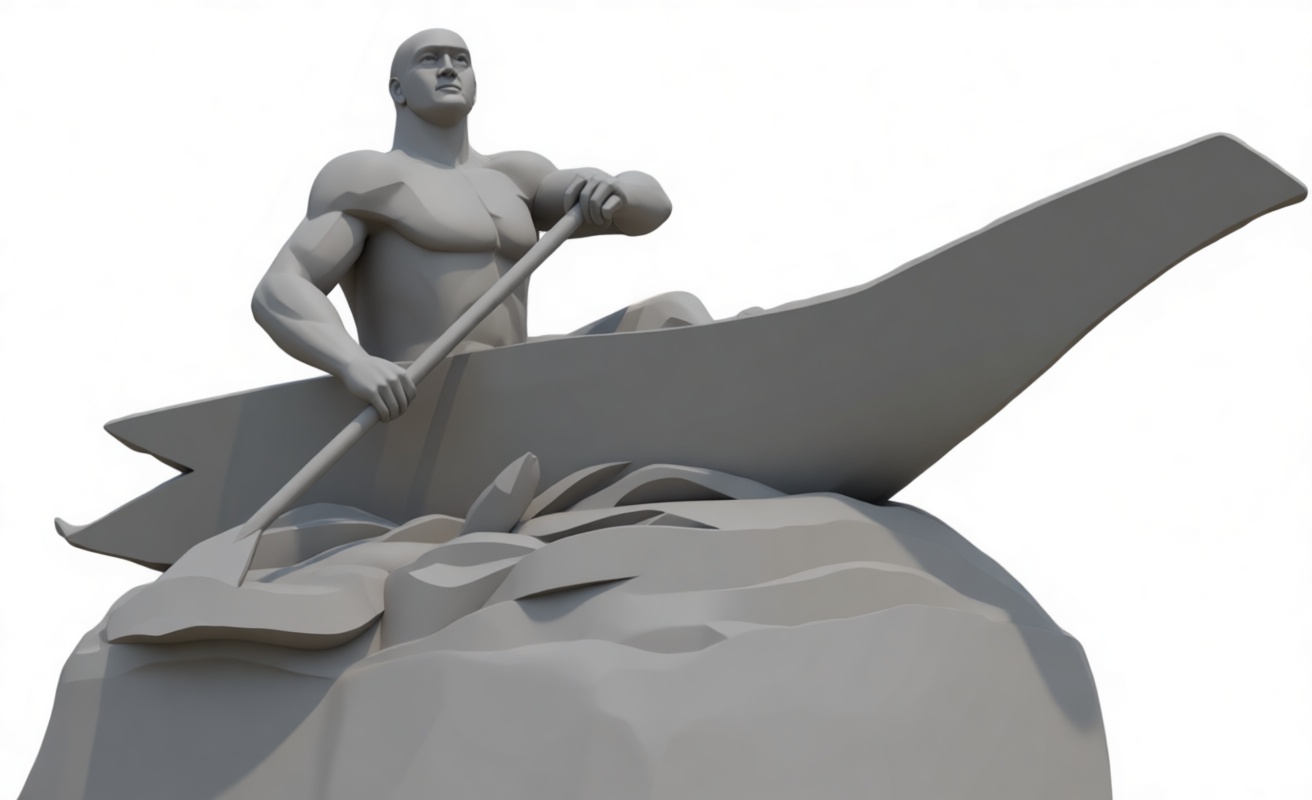 Man Kayaking Figurine free 3D printable STL