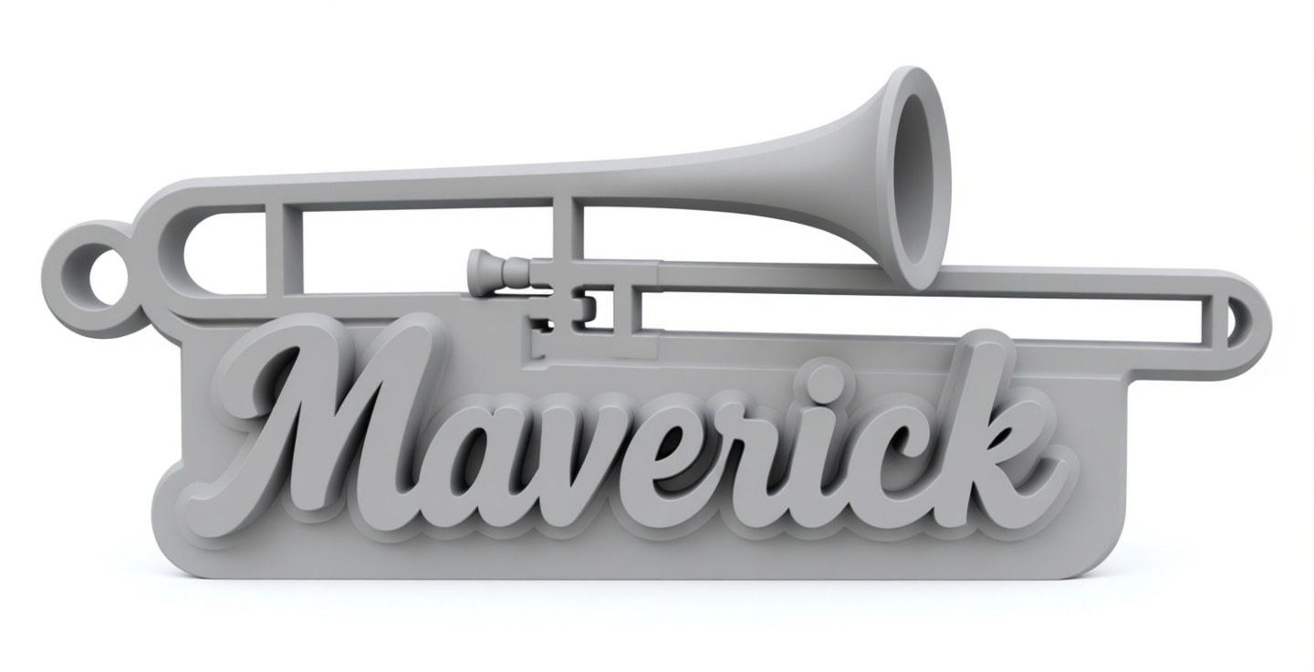 Trombone Maverick Keychain free 3D printable STL