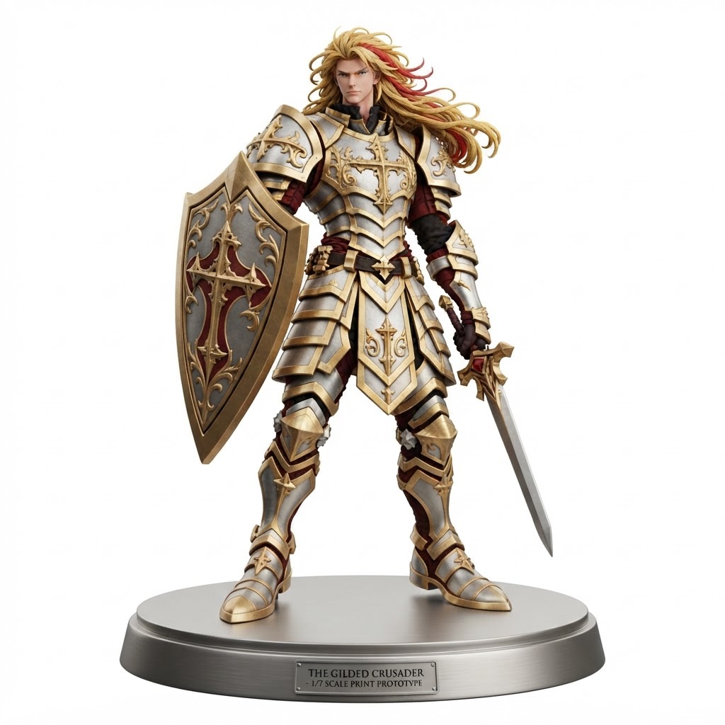 Gilded Crusader Figurine free 3D printable STL