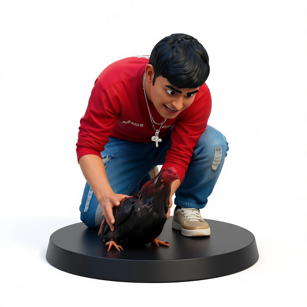Boy with Rooster Figurine free 3D printable STL