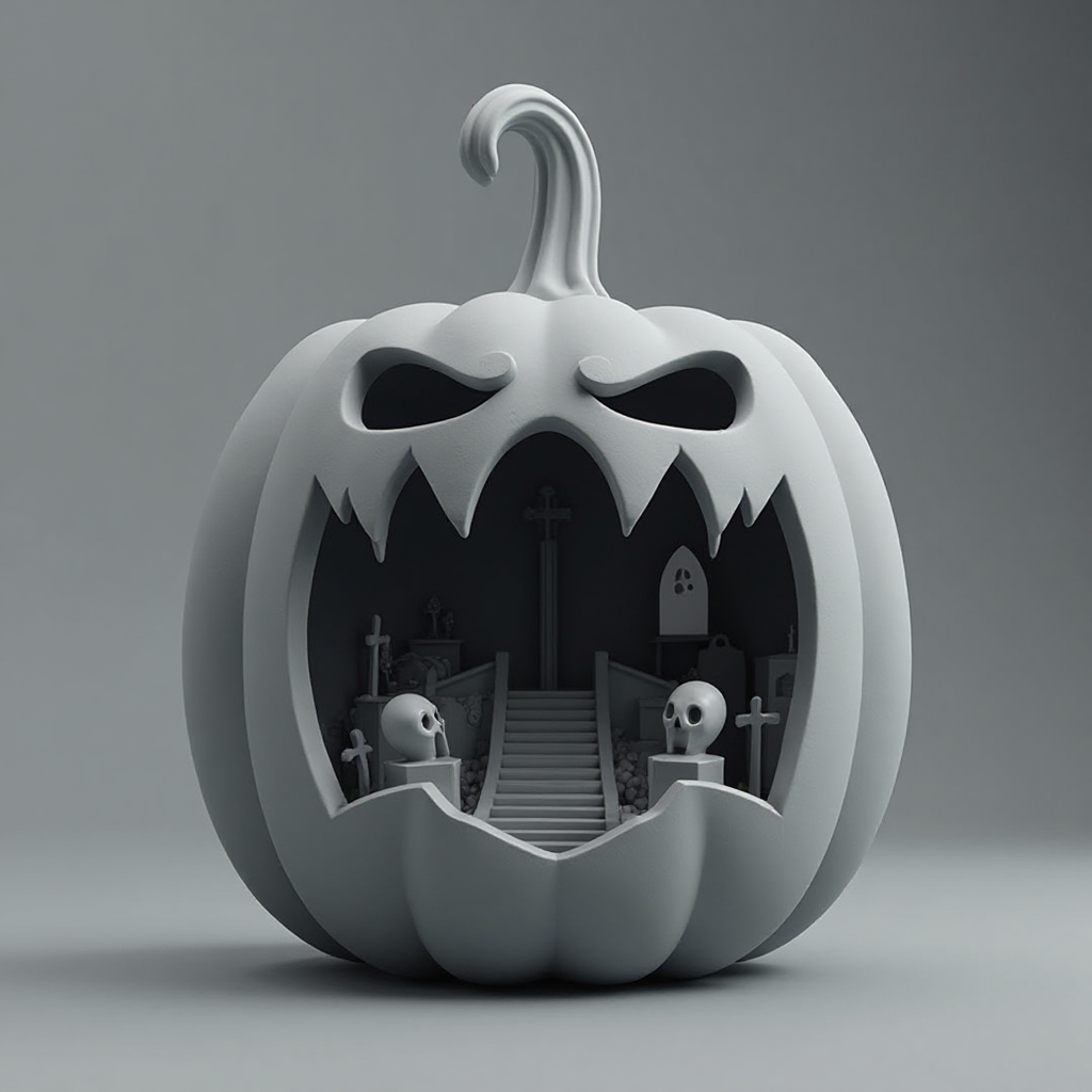 Halloween Pumpkin Diorama free 3D printable STL