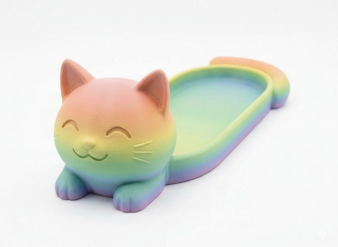 Rainbow Cat Desk Organizer free 3D printable STL