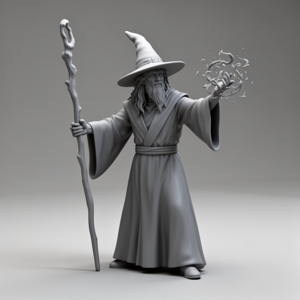 Wizard Casting Spell Figurine free 3D printable STL