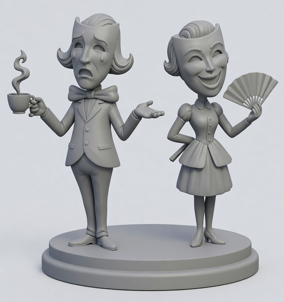 Comedy and Tragedy Figurines free 3D printable STL