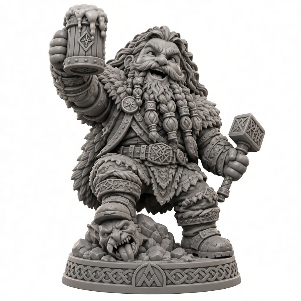 Dwarven Warrior Figurine free 3D printable STL