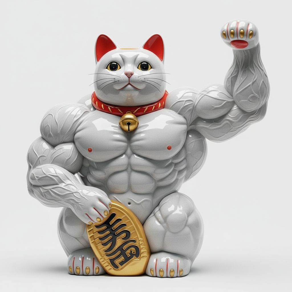 Muscular Lucky Cat free 3D printable STL