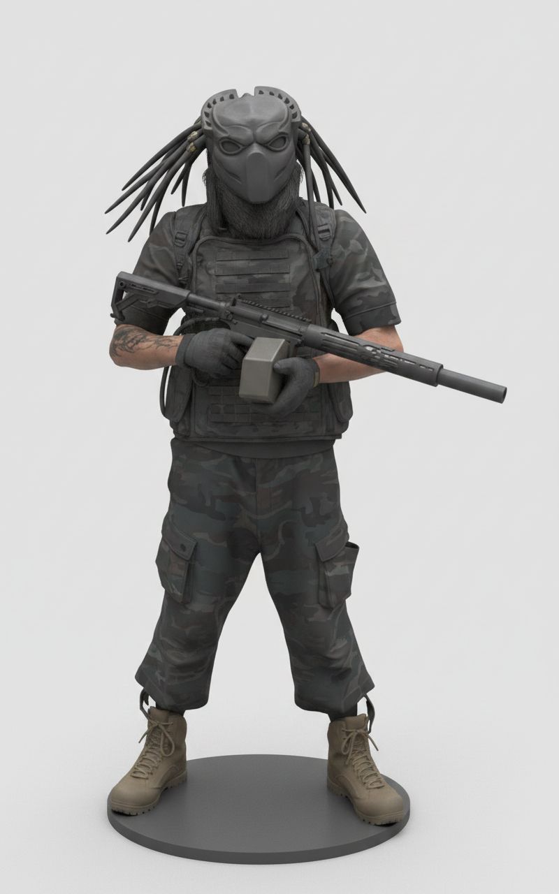 Predator Soldier Figurine free 3D printable STL