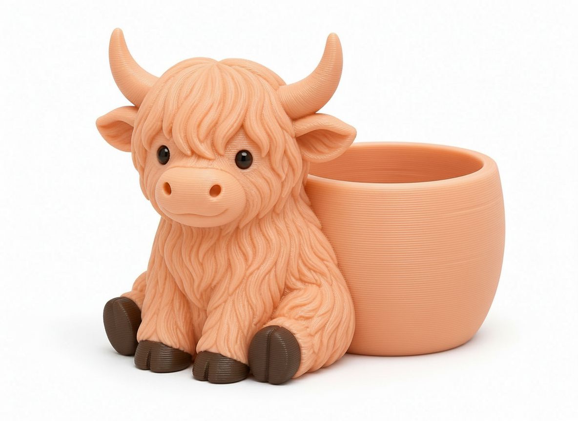 Highland Cow Planter free 3D printable STL