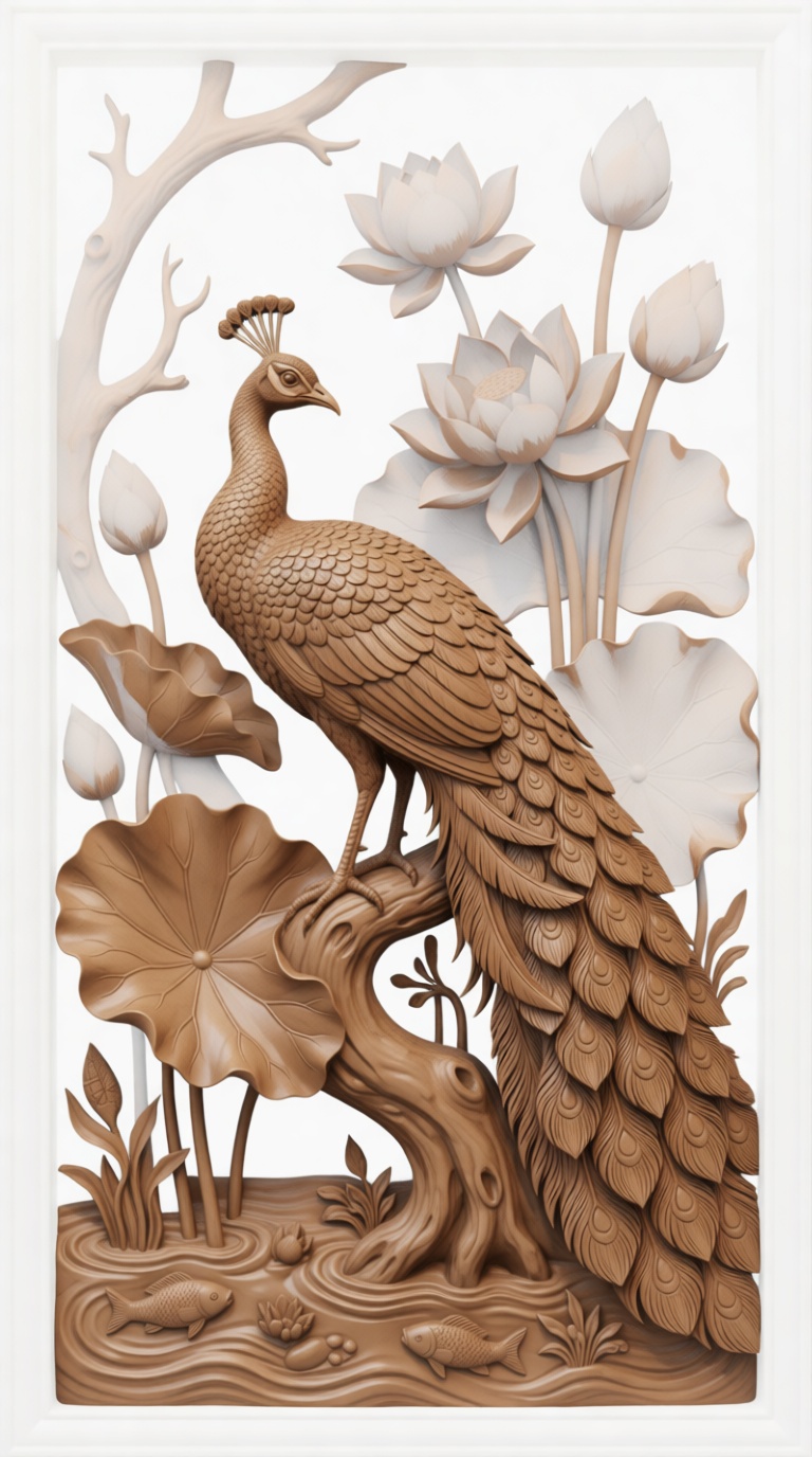 Peacock Wood Relief free 3D printable STL