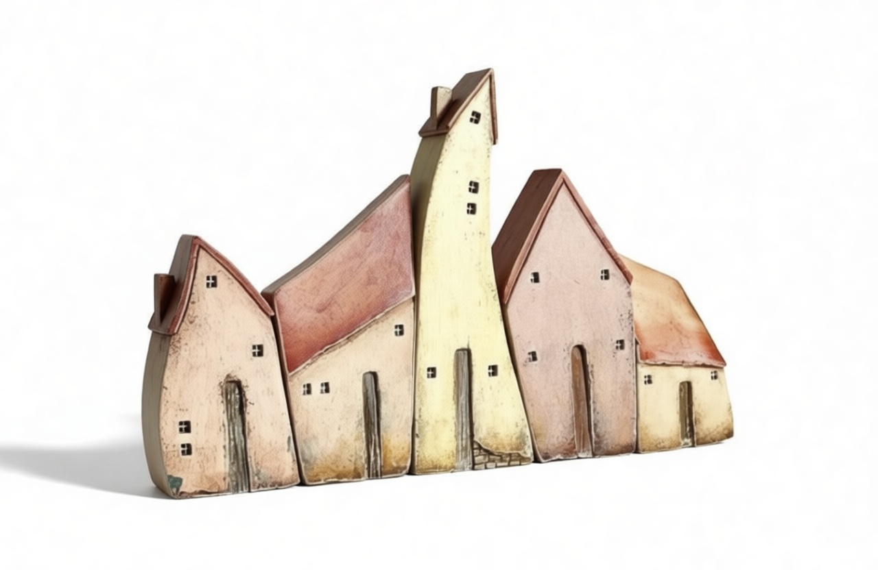 Stylized Village Houses Sculpture free 3D printable STL