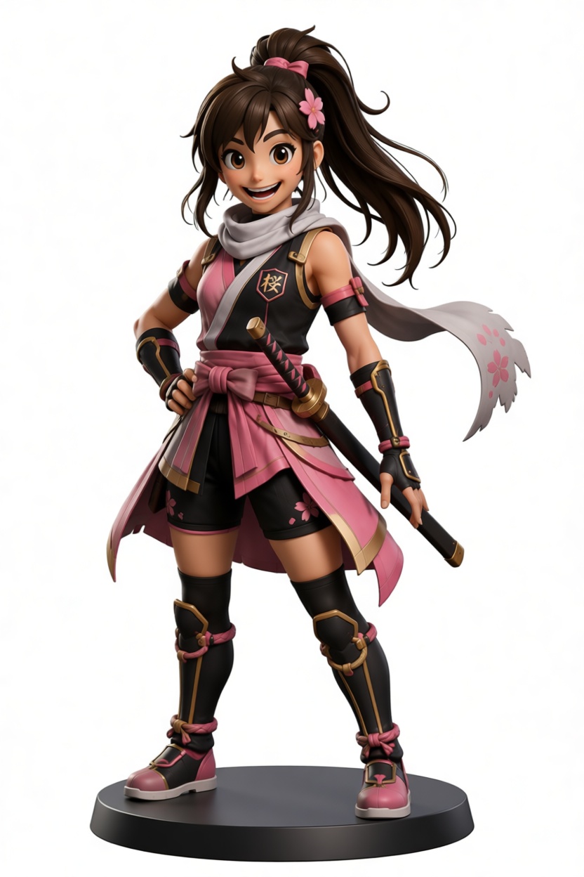 Sakura Ninja Figurine free 3D printable STL
