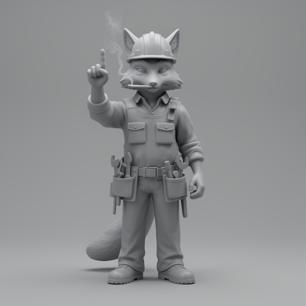 Silver Fox Worker Figurine free 3D printable STL