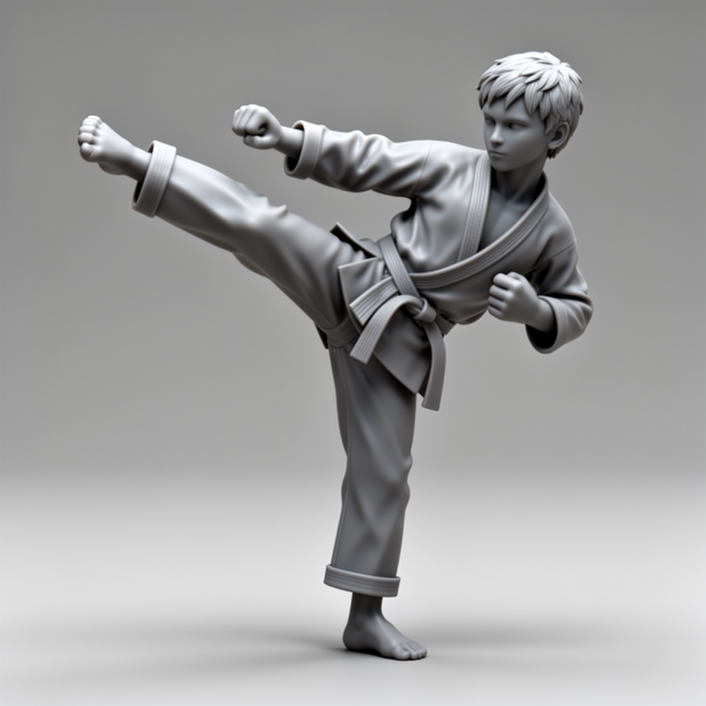 Karate Kick and Punch Figurine free 3D printable STL