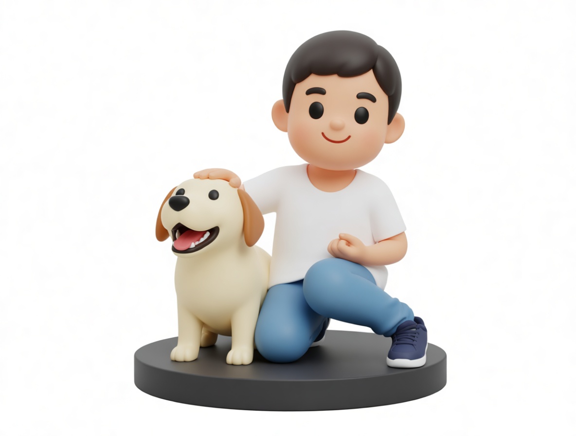 Boy with Labrador Figurine free 3D printable STL