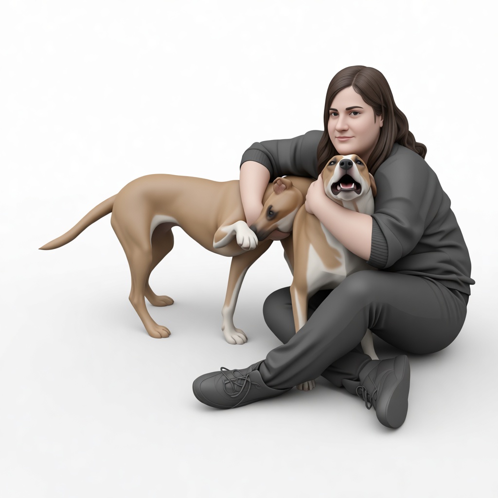 Woman with Two Dogs Figurine free 3D printable STL