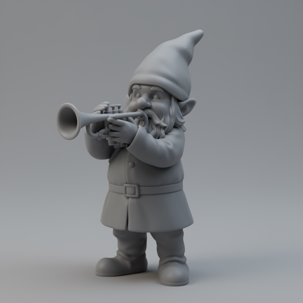Gnome Trumpet Player Figurine free 3D printable STL
