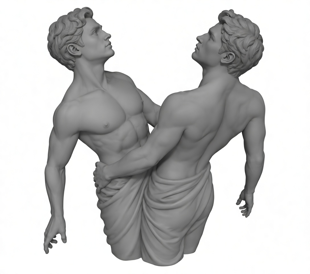 Adam and God Sculpture free 3D printable STL