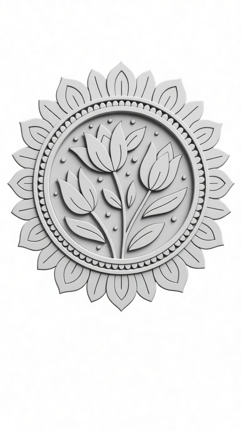 Floral Mandala Relief free 3D printable STL