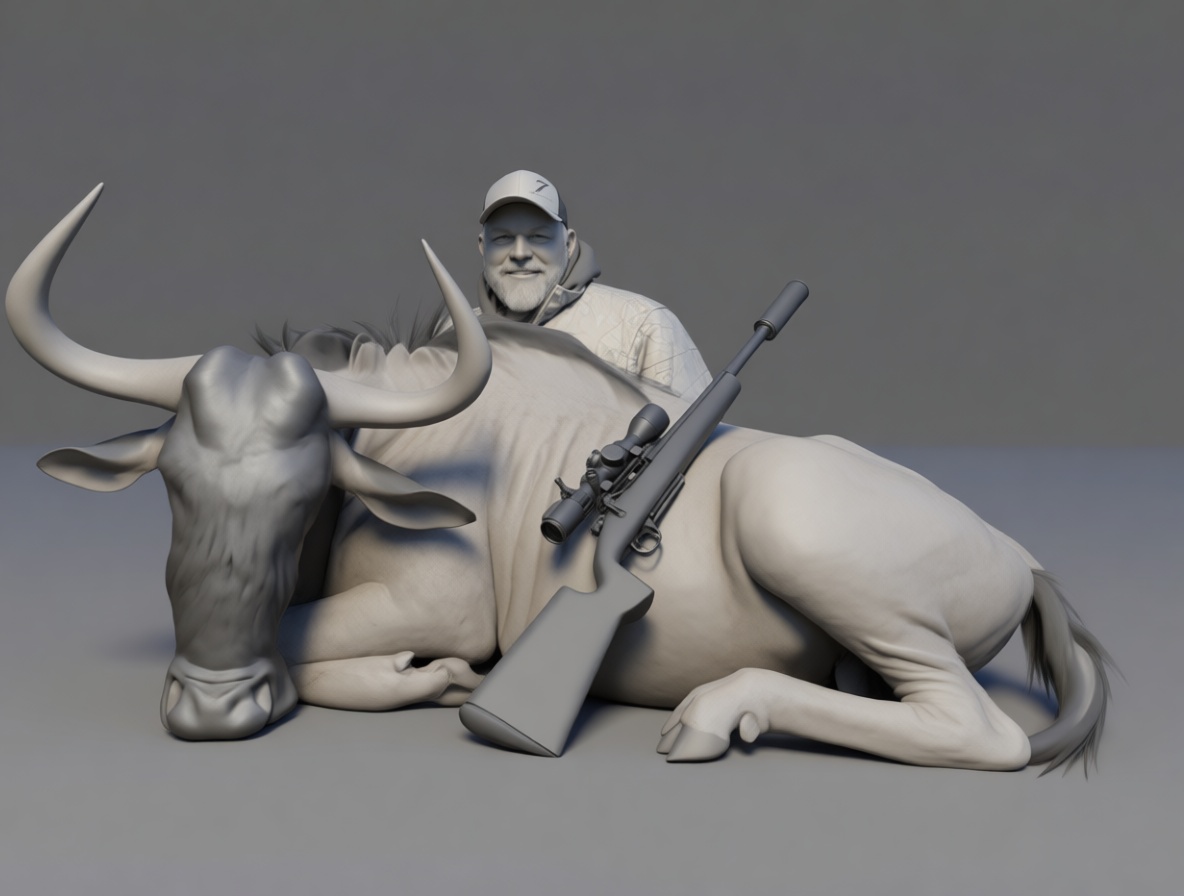 Watusi Cattle Hunter Figurine free 3D printable STL