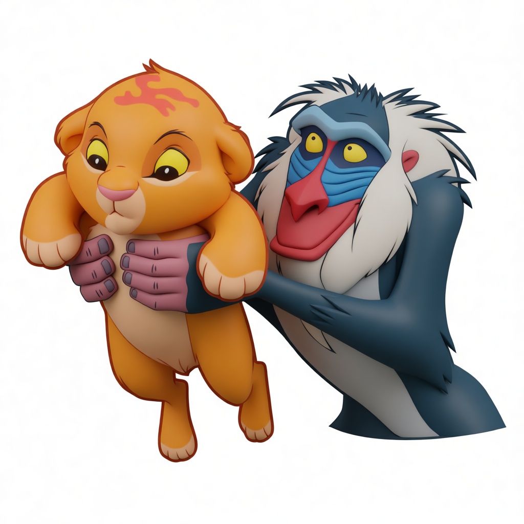 Simba and Rafiki Figurine free 3D printable STL