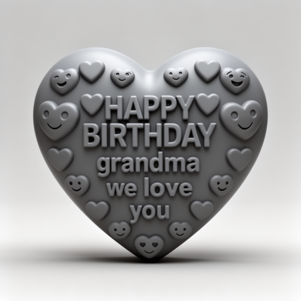 Happy Birthday Grandma Heart free 3D printable STL