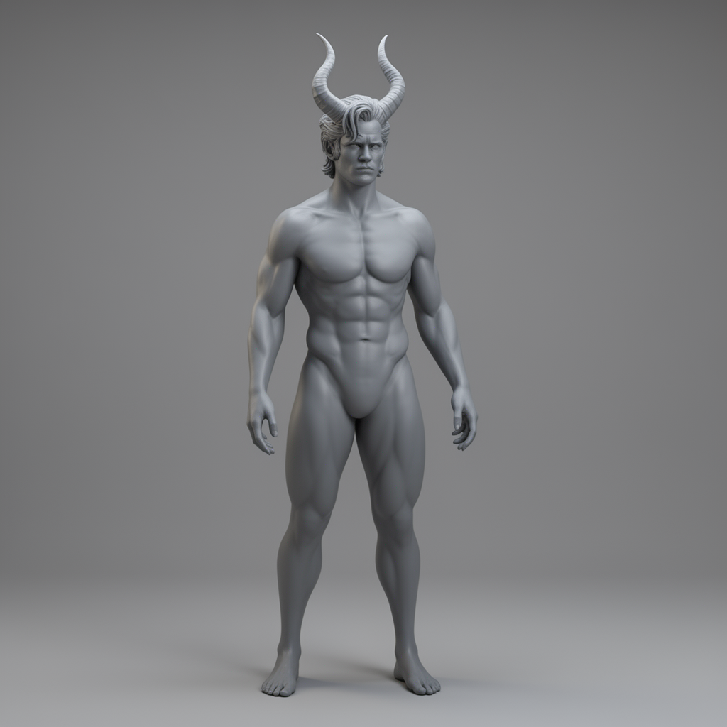 Demonic Horned Male Figurine free 3D printable STL