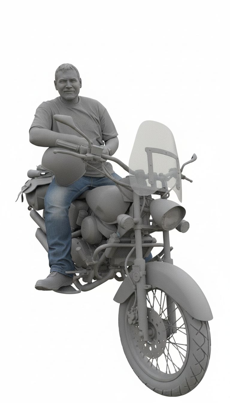 Man on Cruiser Motorcycle Model free 3D printable STL