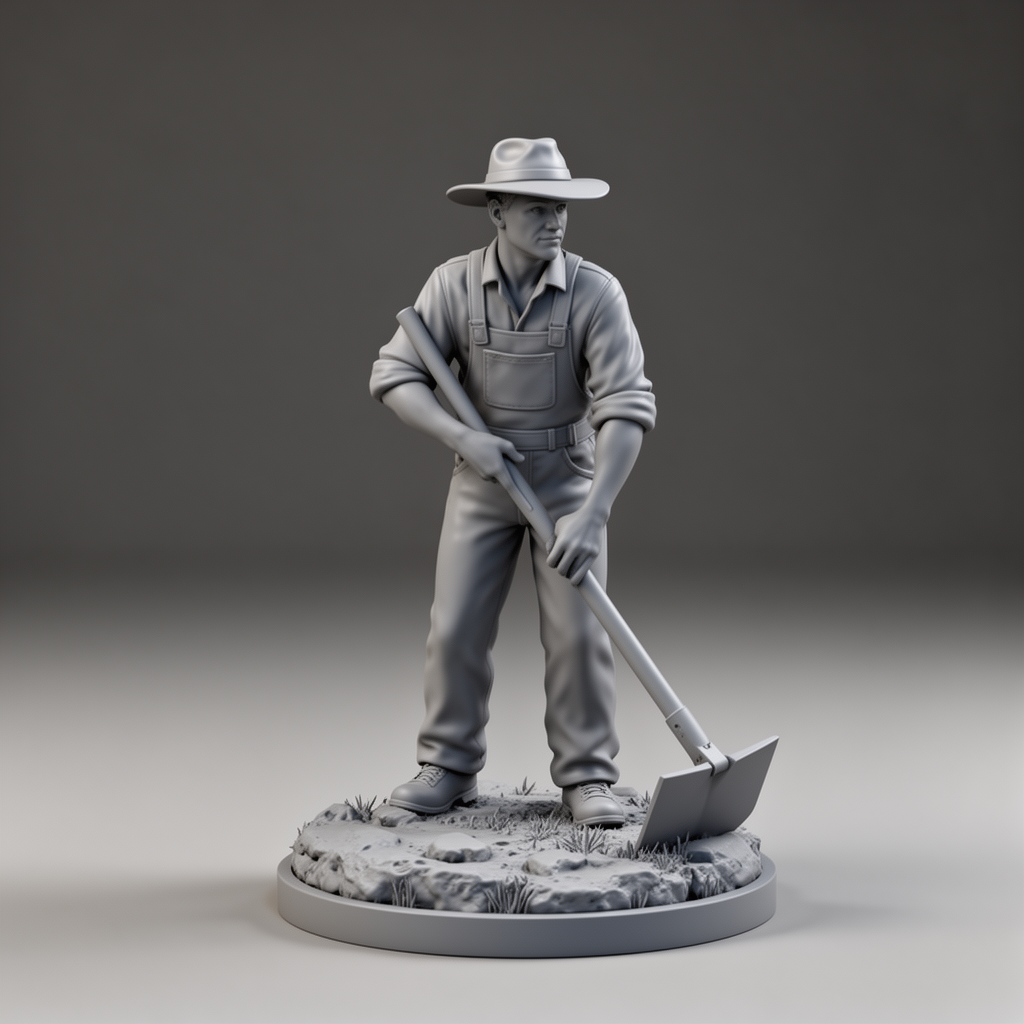 Realistic Farmer Figurine free 3D printable STL