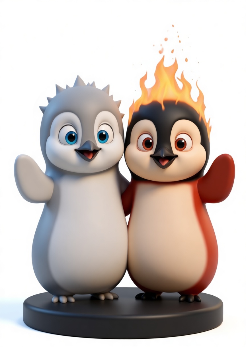 Flaming and Spiked Penguin Figurines free 3D printable STL